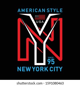 Vector illustration on the theme of american style - brooklyn . Sport typography, t-shirt graphics, print, poster, banner, vector illustration