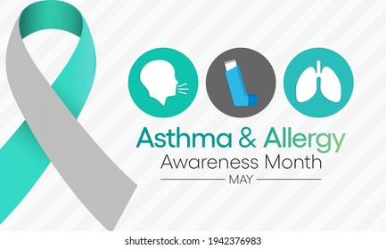 Vector illustration on the theme of asthma and allergy awareness month observed each year in May. people may have allergic asthma if they have trouble breathing during allergy season.