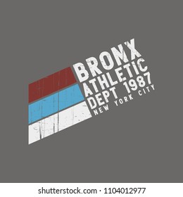 Vector illustration on the theme of athletic in New York City, Bronx. Vintage design. Grunge background.  Number sport typography, t-shirt graphics, poster, print, banner, flyer, postcard