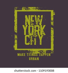 Vector illustration on the theme of athletic in New York City. Vintage design. Grunge background.  Typography, t-shirt graphics, poster, print, banner, flyer, postcard