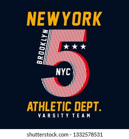 Vector illustration on the theme of athletic in New York City, Brooklyn. Vintage design