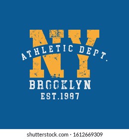 Vector illustration on the theme of athletic in New York City, Brooklyn. Number sport typography, t-shirt graphics, poster, print, banner, flyer, postcard