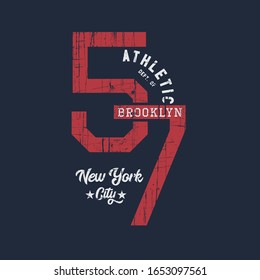 Vector illustration on the theme of athletic in New York City, Brooklyn. Number sport typography, t-shirt graphics, poster, print, banner, flyer, postcard