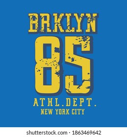 Vector illustration on the theme of athletic in New York City, Brooklyn. Number sport typography, t-shirt graphics, poster, print, banner, flyer, postcard