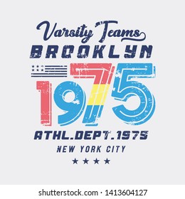 Vector illustration on the theme of athletics in New York City. Vintage design. Grunge background. Number sport typography, t-shirt graphics, poster, print, banner, flyer, postcard
