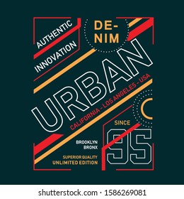 Vector illustration on the theme of authentic innovation urban denim. Vintage design. typography, design t-shirt and print