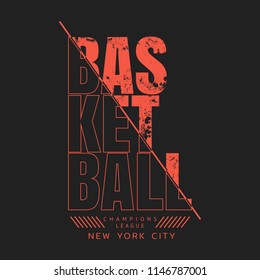 Vector illustration on the theme of basketball in New York City.  Sport typography, t-shirt graphics, poster, banner, flyer, print and postcard