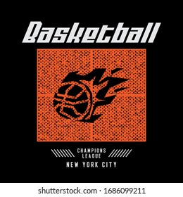 Vector illustration on the theme of basketball in New York City. Sport typography, t-shirt graphics, poster, banner, flyer, print and postcard