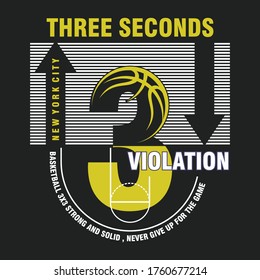 Vector illustration on the theme of basketball in New York City. Sport typography, t-shirt graphics, poster, banner, flyer, print and postcard
