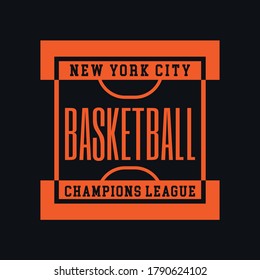 Vektorgrafik zum Thema Basketball in New York City. Sporttypografie, T-Shirt-Grafiken, Poster, Banner, Flyer, Druck und Postkarte