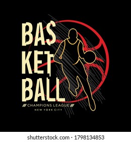 Vector illustration on the theme of basketball in new york city. Sport typography, t-shirt graphics, poster, banner, flyer, print and postcard
