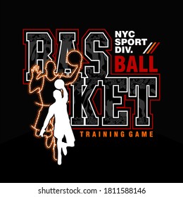 Vector illustration on the theme of basketball in new york city. Sport typography, t-shirt graphics, poster, banner, flyer, print and postcard
