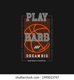 Vector illustration on the theme of basketball in NYC. Vintage design. dots background. Sport typography, t-shirt graphics, poster, banner, flyer, print and postcard
