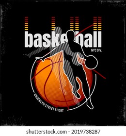 Vector illustration on the theme of basketball in brooklyn. champions typography, t-shirt graphics, poster, banner, flyer, print and postcard
