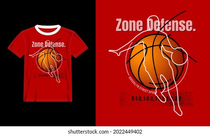 Vector illustration on the theme of basketball in new york city. zone defense typography, t-shirt graphics, poster, banner, flyer, print and postcard
