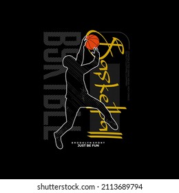 Vector illustration on the theme of basketball in Brooklyn street. Sport typography, t-shirt graphics, poster, banner, flyer, print and postcard 