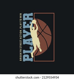 Vector illustration on the theme of basketball in New York City. Sport typography, t-shirt graphics, poster, banner, flyer, print and postcard
