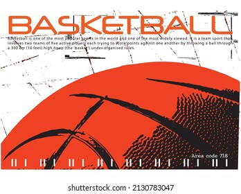 Vektorgrafik zum Thema Basketball. brüchiger Hintergrund. Typografie, perfekt für T-Shirts, Grafiken, Poster, Drucke, Postkarten, Hoodies, etc. 