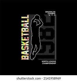 Vector illustration on the theme of basketball in New York City. Sport typography, t-shirt graphics, poster, banner, flyer, print and postcard 