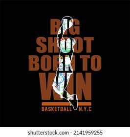 Vector illustration on the theme of basketball in New York City. Sport typography, t-shirt graphics, poster, banner, flyer, print and postcard 