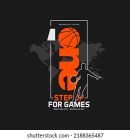 Vector illustration on the theme of basketball in New York City. Sport typography, t-shirt graphics, poster, banner, flyer, print and postcard