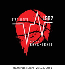 Vector illustration on the theme Basketball. Typography, t-shirt graphics, poster, print, banner, flyer, postcard