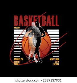 Vector illustration on the theme of basketball  New York Division. Sport typography, t-shirt graphics, poster, banner, flyer, print and postcard