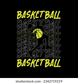 Vector illustration on the theme of basketball  Sport typography, t-shirt graphics, poster, banner, flyer, print and postcard,DTF print.