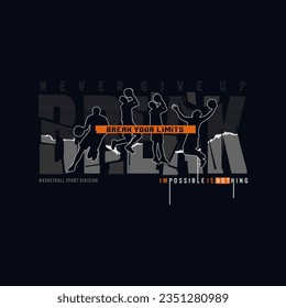 Vector illustration on the theme of basketball in Brooklyn street. Sport typography, t-shirt graphics, poster, banner, flyer, print and postcard 