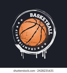 Vector illustration on the theme of basketball. t-shirt graphics, poster, banner, flyer, print and postcard