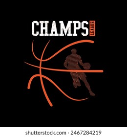 Ilustración vectorial sobre el baloncesto . Tipografía deportiva, gráficos de camisetas, póster, Anuncio, volante, estampado y postal 