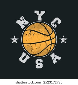 Vector illustration on the theme of basketball. t-shirt graphics, poster, banner, flyer, print and postcard