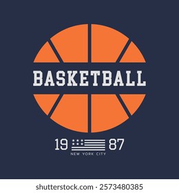 Vector illustration on the theme of basketball in New York City. Sport typography, t-shirt graphics, poster, banner, flyer, print and postcard