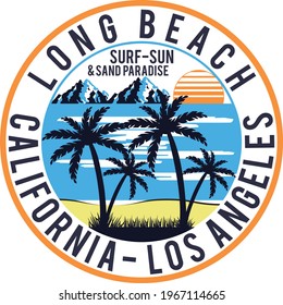 Vector illustration on the theme of  beach and t-shirt graphics, poster, banner, flyer, print.