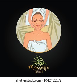 Vector illustration on the theme of beauty, self-care, spa salons, relaxation. Can be used for business cards, flyers, beauty salons.