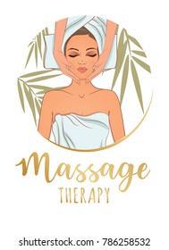 Vector illustration on the theme of beauty, self-care, spa salons, relaxation. Can be used for business cards, flyers, beauty salons.