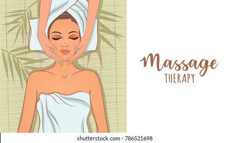 Vector illustration on the theme of beauty, self-care, spa salons, relaxation. Can be used for business cards, flyers, beauty salons.