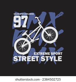 Vector illustration on the theme of BMX street style. t-shirt graphics, poster, banner, flyer, print and postcard