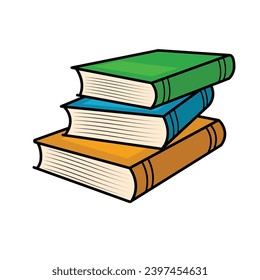 Vector illustration on the theme of book-giving day. Three colored books in isometry on white background. For decoration of postcards banners advertising