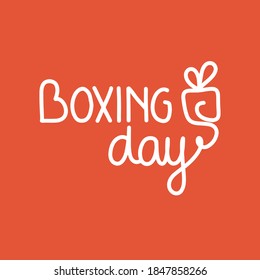 Vector illustration on the theme of Boxing Day on December 26. Decorated with a handwritten inscription DECEMBER and gifts.