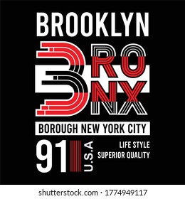 Vector illustration on the theme of bronx, borough new york city. Vintage design. typography art, design t-shirt and print