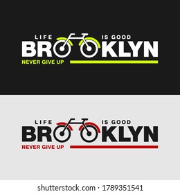 Vector illustration on the theme in Brooklyn. Typography, t-shirt graphics, poster, print, banner, flyer, postcard
