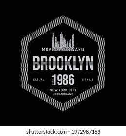 Vector illustration on the theme of Brooklyn New York City Typography, t-shirt graphics, print, poster, banner, flyer, postcard