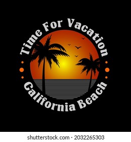 Vector illustration on the theme of california beach. Vintage design. Sport typography, t-shirt graphics, print, poster, banner, flyer, postcard
