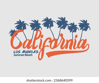 Vector illustration on the theme of California surfing beach. t-shirt graphics, poster, banner, flyer, print and postcard