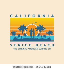 Vector illustration on the theme of California. Sport typography, t-shirt graphics, print, poster, banner, flyer, postcard