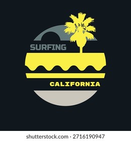 Ilustração vetorial sobre o tema Califórnia. Tipografia esportiva, gráficos t-shirt, impressão, cartaz, banner, folheto, cartão postal