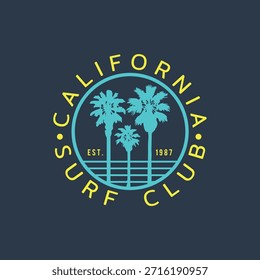 Ilustración vectorial sobre el tema de California. Tipografía del deporte, gráficos de la camiseta, impresión, cartel, Anuncio, volante, postal