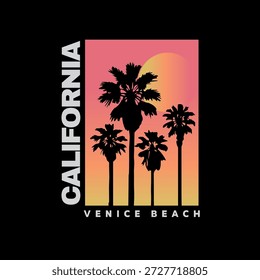 Ilustración vectorial sobre el tema de California. Tipografía, gráficos de camisetas, impresión, póster, Anuncio, volante, postal