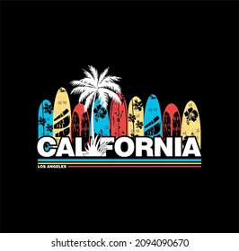 Vector illustration on the theme of CALIFORNIA,LOS ANGELES beach, Sport typography, t-shirt graphics, print, poster, banner, flyer, postcard